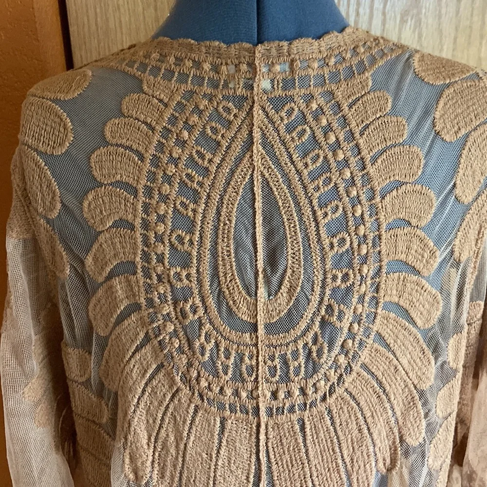 Rebellion Again Embroidered Mesh Duster Kimono - Picture 8 of 13